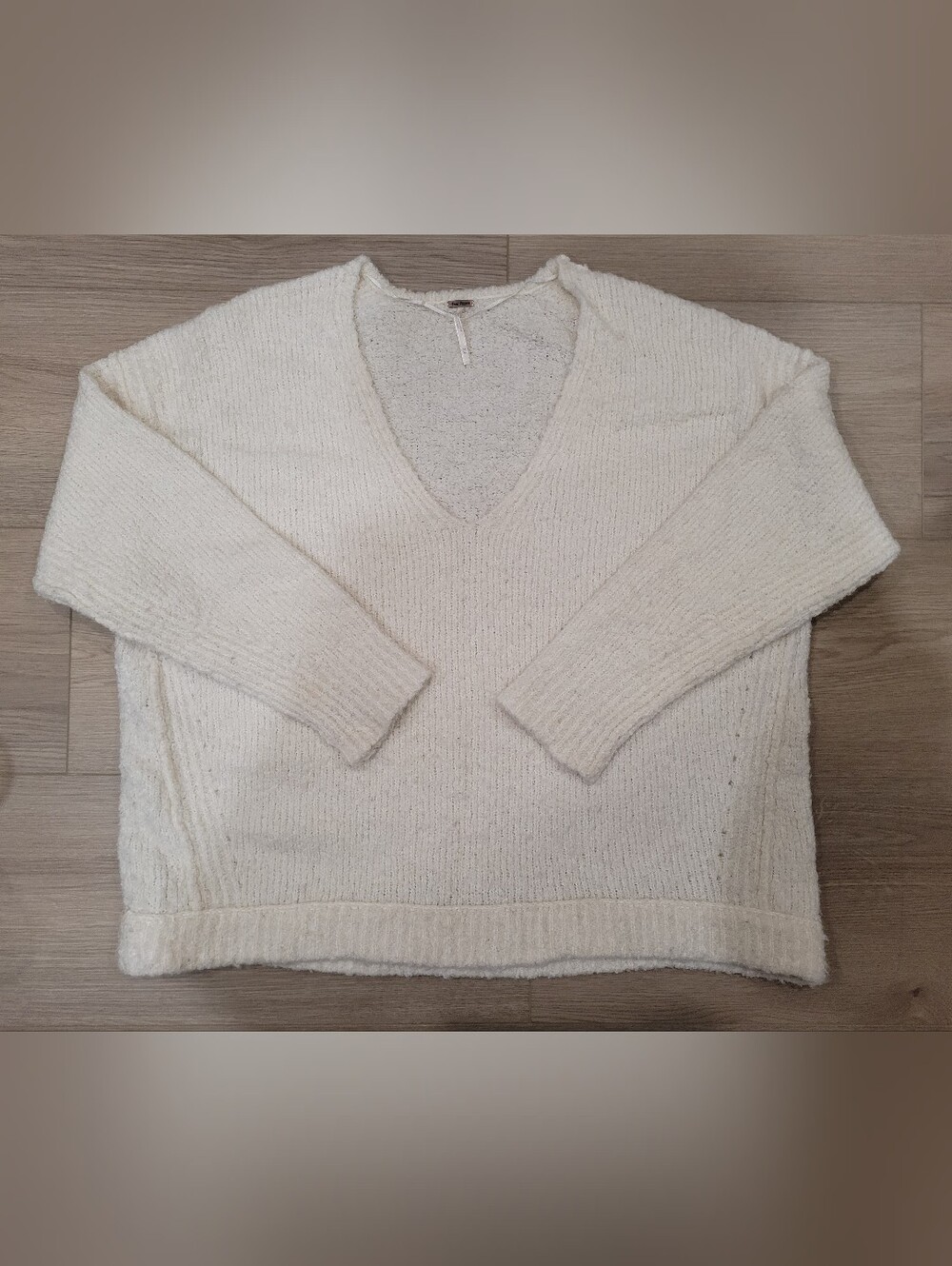Free People Cream Knit Oversize Sweater